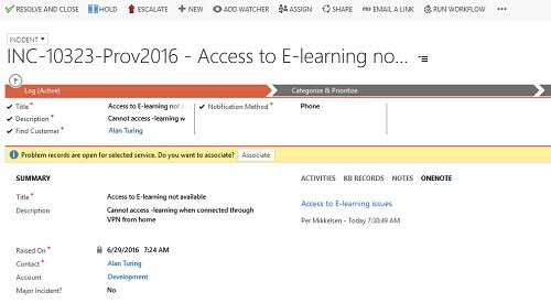 OneNote Integration with Provance ITSM