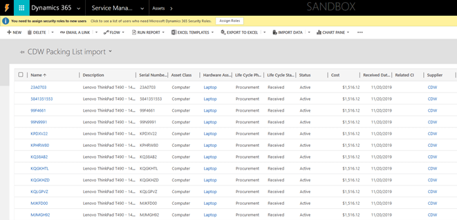 Select Assets to Review the Imported Assets